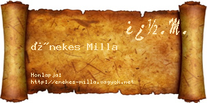 Énekes Milla névjegykártya